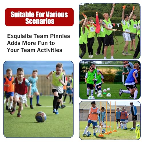 Image of 12 /24 /48Pcs Soccer Pinnies Youth, Scrimmage Team Practice Vests | Mesh Printed and Unprinted Numbers Team Pennies for Basketball Soccer Football Bibs Adults Kids