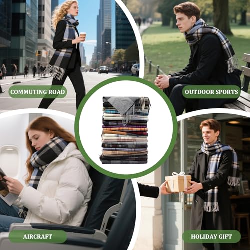 Winter Wool Plaid Scarf for Men,Women Fashion Tartan Wrap Checkered Scarves3