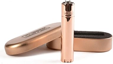 [Limited Edition] Rose Gold Metal Clipper Lighter with Case by Lizzy, Gold, pink, Modern
