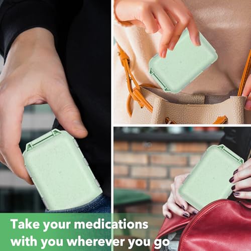 Image of Travel Medicine Organizer with 189 Labels, 7 Day Daily Pill Organizer Travel Pill Container Medicine Organizer Pill Case Travel (Green, 1 Pack)
