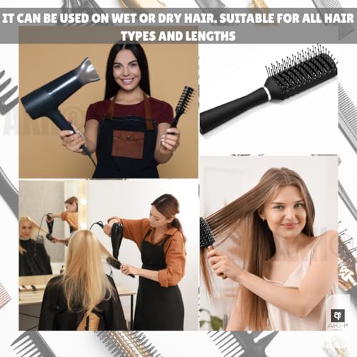 AKH® Vented Hair Brush for Blow Drying | Professional Vent Brush & Detangling Vent Brush with Ball‑Tipped Bristles | Fast Dry Hair Brush with Ergonomic Handle | Ideal for Wet or Dry Hair - Image 5