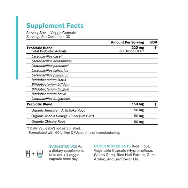 Physician's CHOICE Probiotics 60 Billion CFU - 10 Strains + Organic Prebiotics - Immune, Digestive & Gut Health - Supports Occasional Constipation, Diarrhea, Gas & Bloating - For Women & Men - 30ct