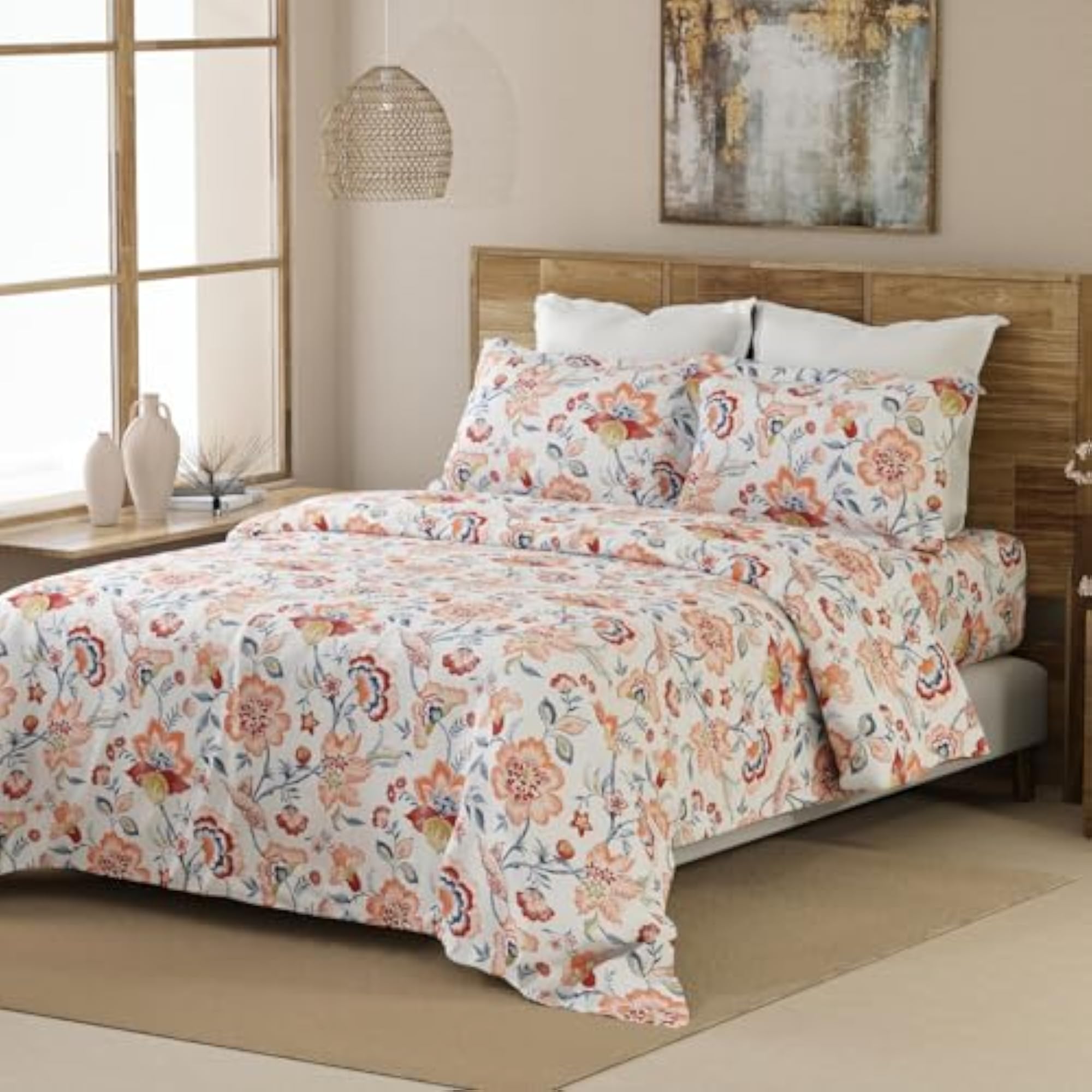 Bedsheet for Double Bed King Size 144 TC 100% Cotton Printed with 2 Pillow Covers