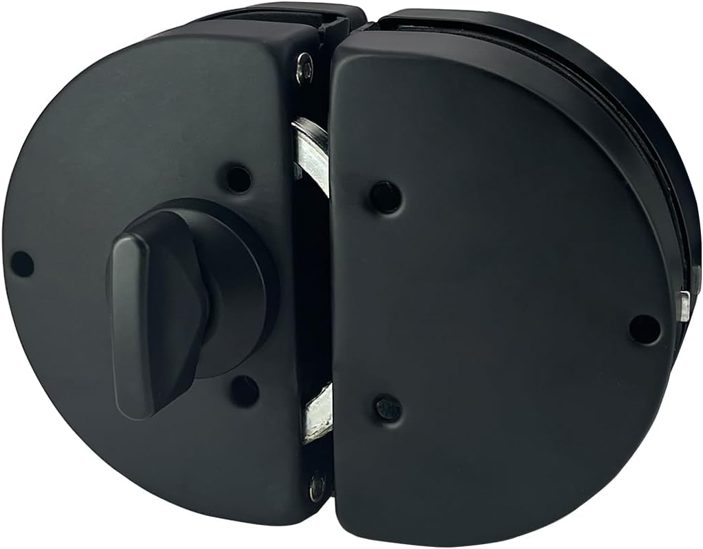 Stainless Steel 304 Grade Anti-Theft Security Double or Single Glass Door Lock with Keys Suitable for 10mm-12mm Glass Thickness - No Drill Holes Needed (Matte Black)