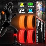GAOUTO LED Armband Aufladbar, 4 Stück Leuchtband mit USB, Reflektoren Joggen Leuchtarmband, Kinder Nacht Sicherheits Licht für Laufen Joggen Radfahren Hundewandern Running Outdoor Sports