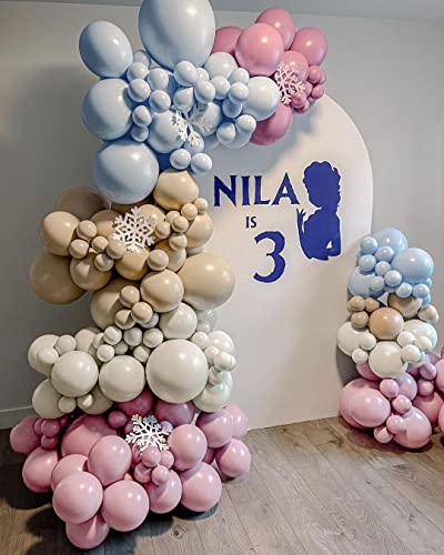 Dusty Rose Brown Balloon Garland Blue Pink Balloons Double Stuffed Tan White Sand Balloon Latex Pastel Balloons Arch Kit For Gender Reveal Baby Shower Birthday Party Decoration #TOP5