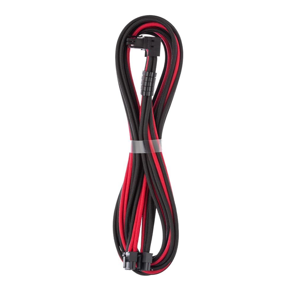 CableMod C-Series Pro ModFlex Sleeved 12V-2x6 12VHPWR 90° StealthSense PCIe Cable for Corsair Type 5 RMX Shift - Variant A (Black + Red, 90° 16-pin to Dual 8-pin, 65cm)
