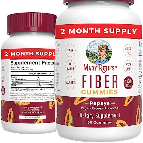 MaryRuth's | Fiber Gummies for Adults | Prebiotic Fiber Supplement, Gut Health, Digestion Support | Sugar Free, Vegan | 2 Month Supply | 60 Count