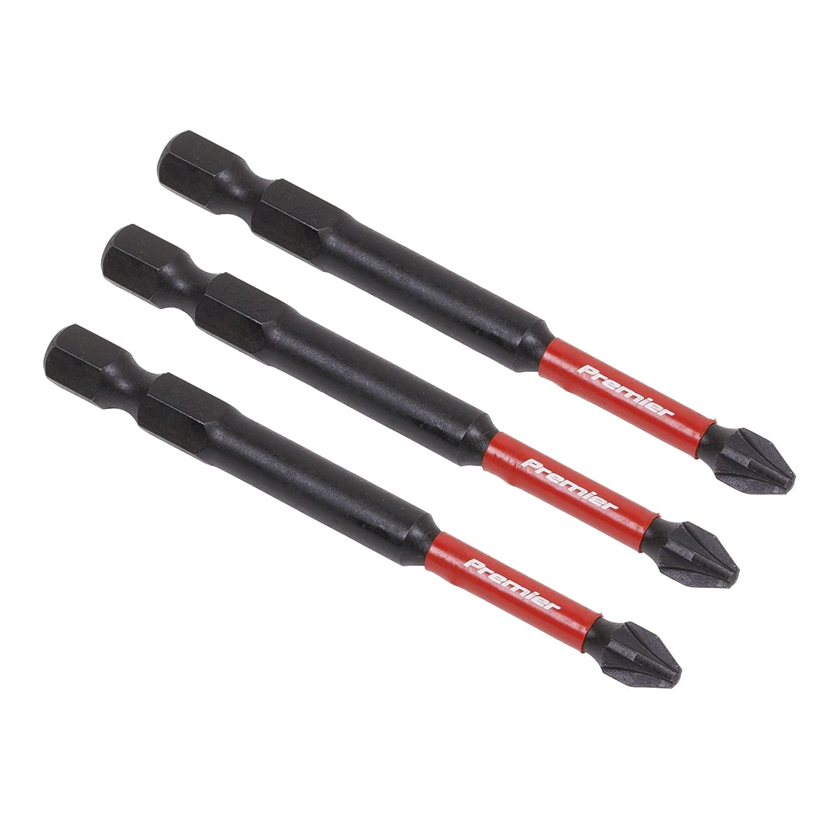 Sealey Pozi #2 Impact Power Tool Bits 75mm - Pack of 3 - AK8258
