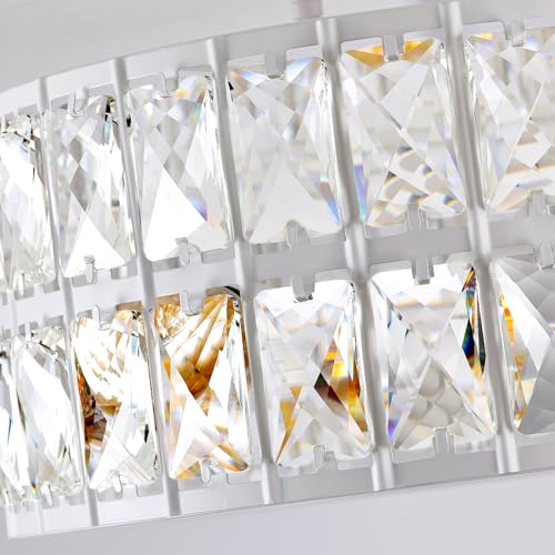 HuixuTe 3-Light White Modern Crystal Bedroom Light Fixtures Ceiling - image 4