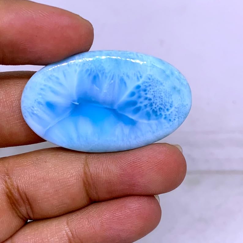 Larimar cabochon 42x26mm pour création de bijoux de lithothérapie