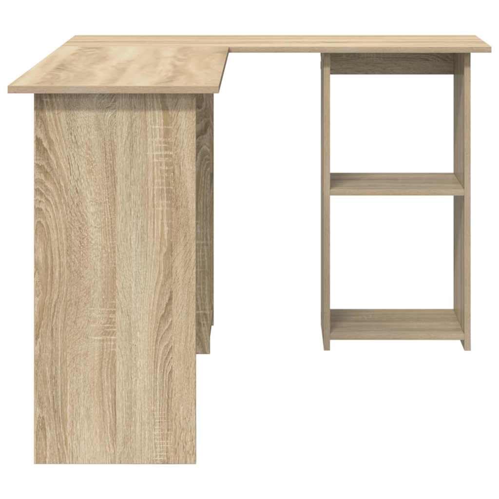 Schreibtisch Sonoma-Eiche Holzwerkstoff 142 x 102 x 73 cm Eckschreibtisch mit Stauraum für Büro und Homeoffice ergonomisch platzsparend Arbeitszimmer Laptop PC Gaming