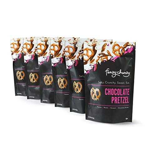 Funky Chunky Gourmet Popcorn, Chocolatey Popcorn, Pretzel, and Nutty Mixes, Chocolate Pretzel, 5-Ounce Bags (Pack of 6)