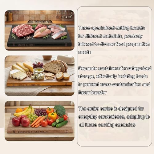 Planches à découper en bois et bloc de rangement compact design livre - 4