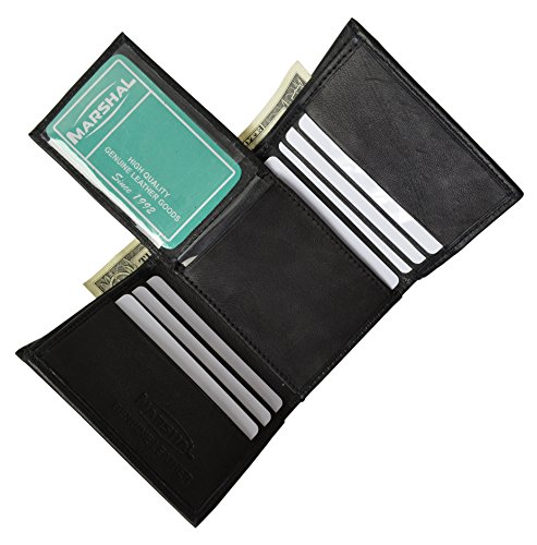 Mens Trifold Back ID & Flip ID Leather Wallet by Marshal ®