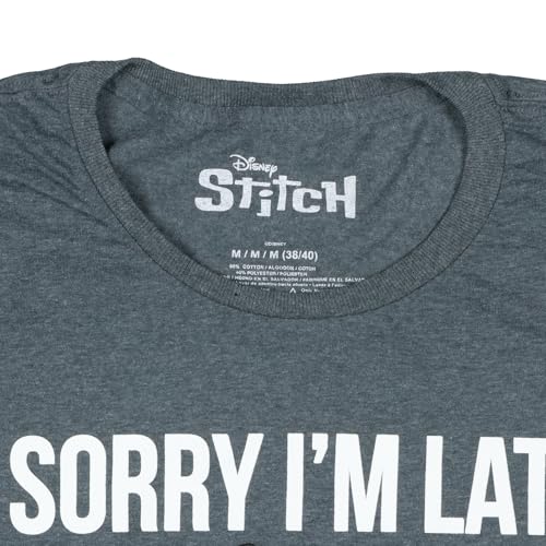 Seven Times Six Lilo & Stitch Mens' Sorry I'm Late Graphic Print Adult Short Sleeve T-Shirt3