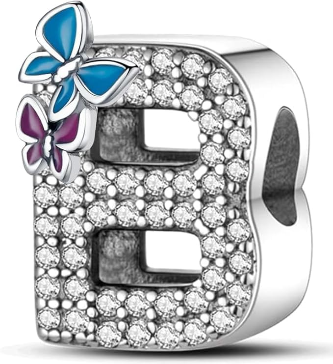 FLUFLO Charm Anhänger Damen Buchstabe A-Z für Armband 925 Sterling Silber Charms Beads passend für Pandora Armband und Halskette, Kompatibel mit Europäischen Armbänder für Frauen Mädchen XAD