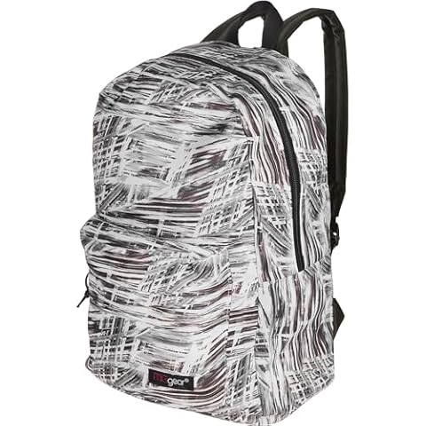 MGgear 17 Inch Black & White Abstract Pattern Children's School Backpack with Front Zipper Pocket, Student Bookbag for Boys Girls, Travel, Work, Events Cover