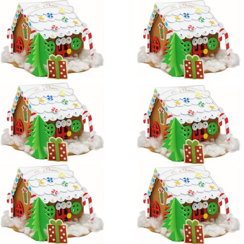 4E's Novelty Make 6 Foam Gingerbread House Kit (6 Pack) Bulk Christmas Craft for Kids - DIY Holiday Activity Arts and Crafts