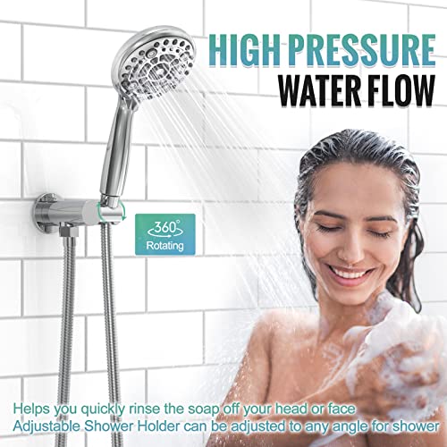 Sr Sun Rise Shower System - 12 Inch High Pressure Shower Head System- 6 Setting Headheld Shower Head Fixtures- Valve Included - Polished Chrome #TOP4