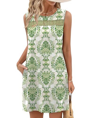 Image of WIHOLL Summer Dresses for Women 2026 Beach Vacation Spring Fashion Clothing Lace Mini Tank Dress with Pockets