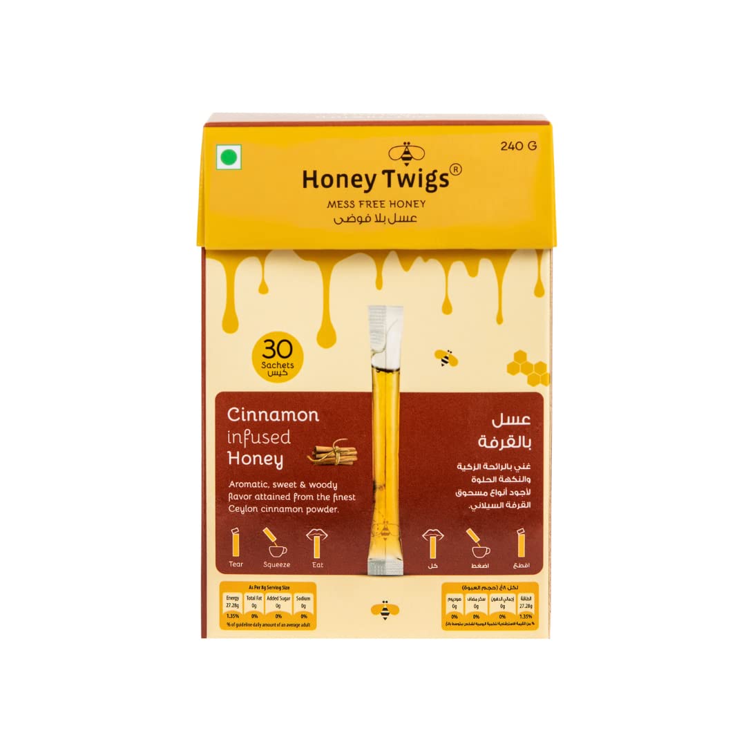 HONEY TWIGS CINNAMON INFUSED HONEY 30 Twigs