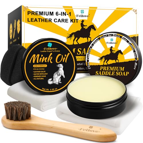 Feilove Leather Boot Care Kit – Mink Oil & Saddle...