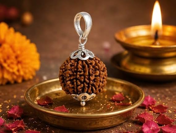The 10 Mukhi Rudraksha Locket is a sacred spiritual accessory believed to offer protection, inner strength, and peace of mind. Associated with Lord Vishnu, this Rudraksha is traditionally worn to help remove negative energies, enhance confidence, and support mental clarity. Set in an elegant locket, it combines spiritual significance with a stylish design suitable for daily wear. It can be worn by both men and women and is often chosen for meditation, prayer, or as a meaningful gift. दस मुखी रुद्राक्ष का लॉकेट एक पवित्र आध्यात्मिक आभूषण है, जिसे सुरक्षा, आंतरिक शक्ति और मन की शांति प्रदान करने वाला माना जाता है। भगवान विष्णु से जुड़ा यह रुद्राक्ष पारंपरिक रूप से नकारात्मक ऊर्जाओं को दूर करने, आत्मविश्वास बढ़ाने और मानसिक स्पष्टता को बढ़ावा देने के लिए पहना जाता है। एक सुंदर लॉकेट में जड़ा यह रुद्राक्ष आध्यात्मिक महत्व और स्टाइलिश डिज़ाइन का बेहतरीन मेल है, जो इसे रोज़ाना पहनने के लिए उपयुक्त बनाता है। इसे पुरुष और महिला दोनों पहन सकते हैं और अक्सर इसे ध्यान, प्रार्थना या किसी को उपहार देने के लिए चुना जाता है।