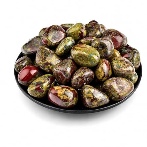 Image of Polished Dragon Blood Jasper Crystal Bulk - 0.8 inch Colorful Tumbled Stone Chips Rocks, 7 oz Crushed Sea Glass Large Stones for Healing, Reiki, Crafting, Home Decor