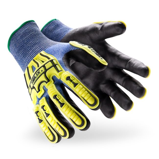 HexArmor Helix Impact Resistant & A1-A9 Cut-Resistant Work Gloves – High-Dexterity Nitrile Grip Industrial Safety Gloves
