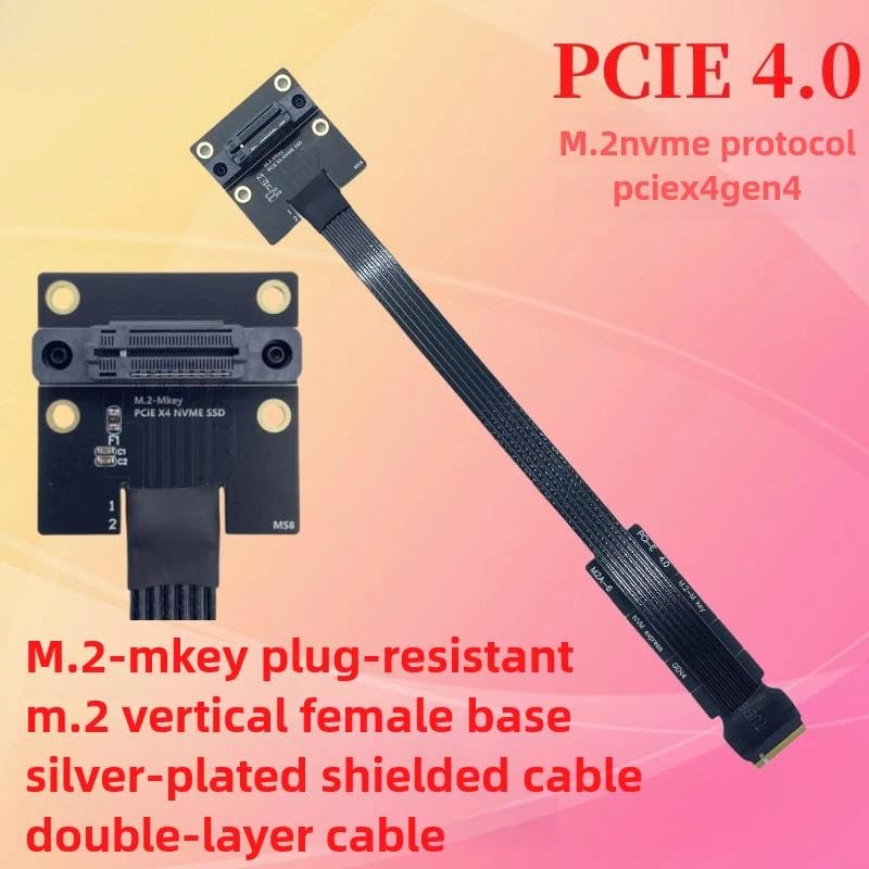 Cable de extensión M.2 M Key PCIe 4.0 NVMe de 0.5 m con enchufe vertical 2