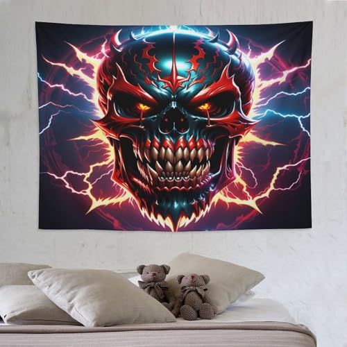 Tapisserie crâne lightning en polyester 150x200cm pour decoration murale de salon