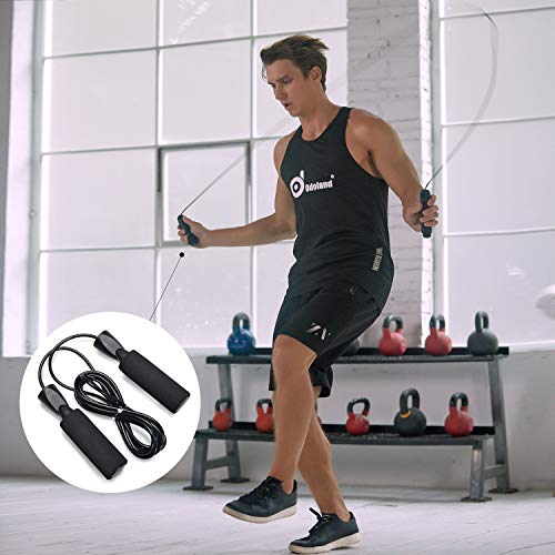 Odoland 4-in-1 AB Wheel Roller Kit AB Roller Pro with Push-Up Bar, Jump Rope and Knee Pad - Perfect Abdominal Core Carver Fitness Workout for Abs - Home Gym Workout