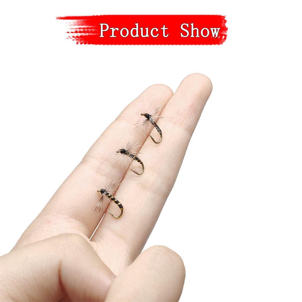 20Pcs/Box Fliegenfischen Köder Griffith Midges Bass Lachs Forellen Fliegen Schwarz/Rot Künstliche Insekten Fischen Köder