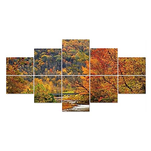 10 Pack Art Acoustic Panels Bridge Pigeon River fall colors 80" x 40