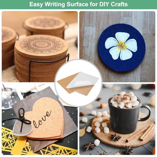 M METERXITY 8er-Pack Selbstklebende Korkplatten, 11,7 x 8,3 Zoll Korkuntersetzer Rückseite, Quadratische Rückseite Korkfliesen Matte für DIY-Untersetzer/Bastelzubehör [2mm dick]