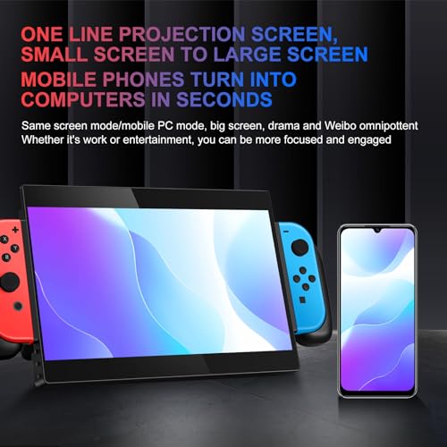 Image of Fully Integrated Portable Monitor for Switch, Removable 18650 Battery(not Included),1080P 10.1 inch Extender Screen with USB Type-C, Compatible for PC Laptop Smartphone