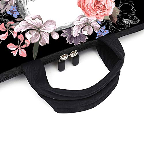 12 Inch Laptop Sleeve Carrying Bag Protective Case Neoprene Sleeve Tote Tablet Cover Notebook Briefcase Bag With Handle For Women Men(Skull Flower,12") #TOP4