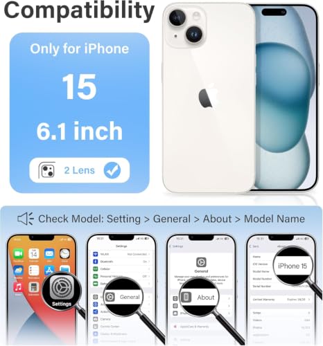 Image of ClearPC Crystal Clear Hard PC Case for Apple iPhone 15, Anti-Yellow Transparent Back Cover, Anti-Scratch, Raised Camera Protection Shockproof Wireless Charging Compatible, NonYellowing (Clear)