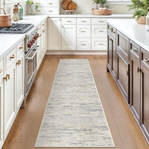 2x7 Gray Beige Neutral Multi Modern Abstract Runner Rug for Hallways, Super Soft Hallway Decor Kitchen Rugs with Non-Slip, Non-Shedding Washable Rug for Hallways Entryway Laundry Indoor