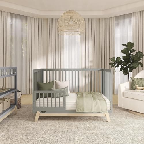 Image of Dream On Me Toddler Guard Rail for Convertible Crib, Solid Wood Bed Rail for Toddler Bed Conversion, Sea Grass