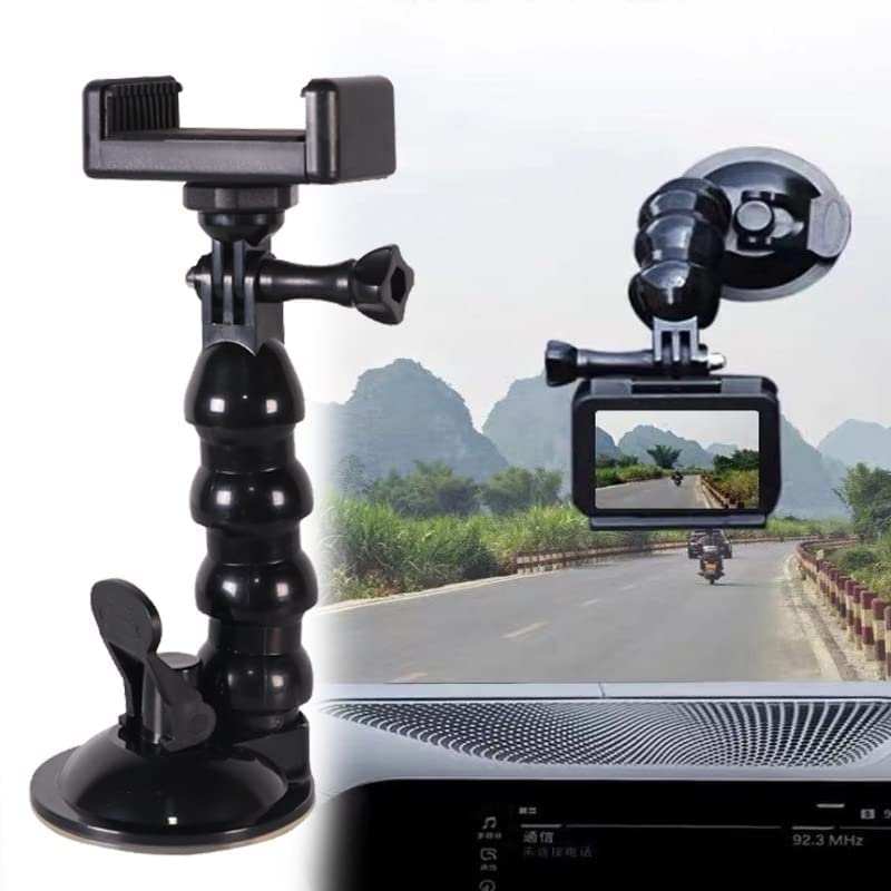 Image of DCZ Universal Phone /Action Camera Mount in Dashboard | Camera Car Windshield Suction Cup Mount | Great for Gopro Hero Xiaomi Yi, Sjcam, Vehicle Video Recorder, All Smartphone