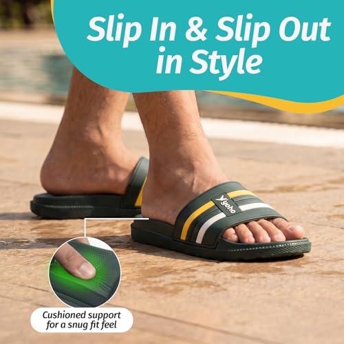 Image of YOHO Men Sliders UrbanloomX | Waterproof Monsoon Footwear | Textured Upper & Cushion Comfort | Home Wear Chappal for Gents & Boys
