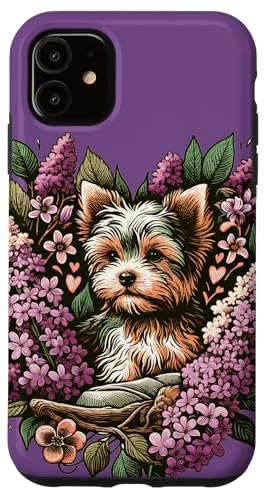 Yorkie Mom Purple Lilacs Case for iPhone 11