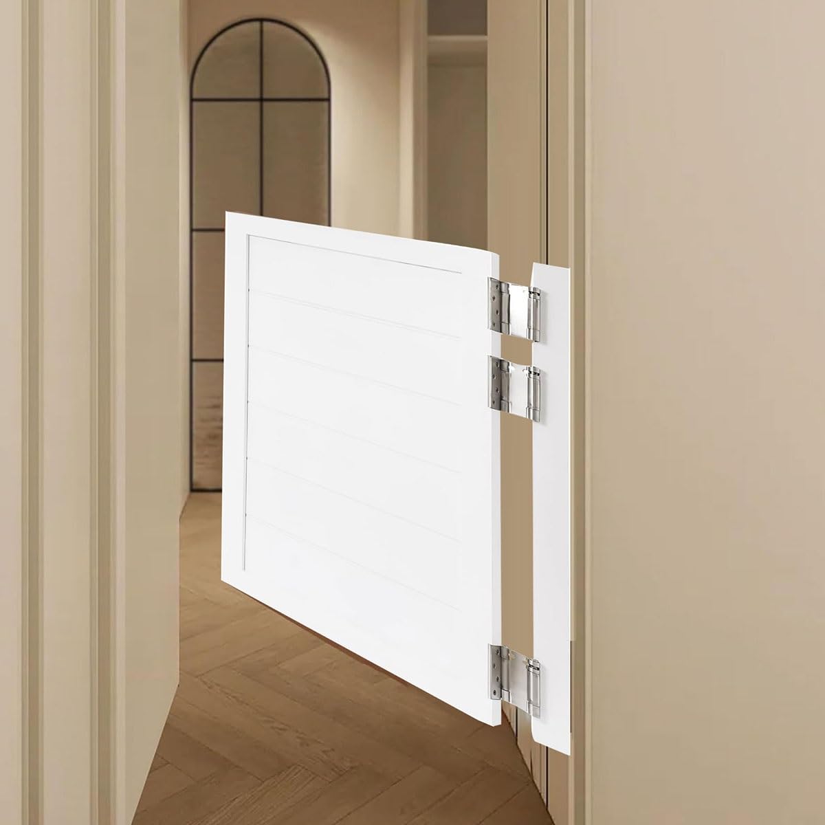 Portes battantes, portes de café, portes Séparation intérieures en bois massif, portes de grange à fermeture automatique, Style Western Demi Porte Simple pour porche(White,33.1"x35.4"(84x90cm))
