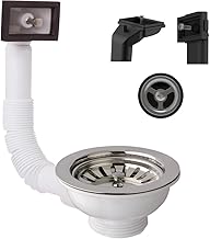 Schläfer 439410 | Piletta Universale per lavelli in Acciaio con troppo pieno rettangolare e tondo, Tipo Basket Foro lavello diam90mm, Uscita 1 1/2", Pilettone Standard in Inox con Vite e Cestello.
