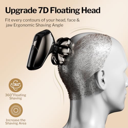 Image of Head Shavers for Bald Men: 5-in-1 Electric Razor with 7D Floating Blades - IPX7 Waterproof Grooming Kit, Detachable Magnetic Head, 90-Min Wet Dry