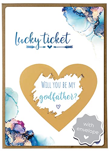 Image of Joli Coon Will You Be My Godfather Scratch Off Card with Envelope - Godfather Proposal Card - Will You Be My Godfather Gift Idea