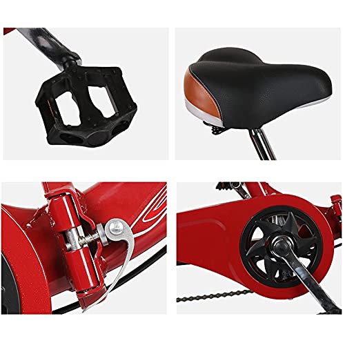 Triciclo plegable para adultos de 16 pulgadas, bicicleta de tres ruedas con cesta grande y asiento trasero para recreo, compras y ejercicio, color rojo miniatura 6