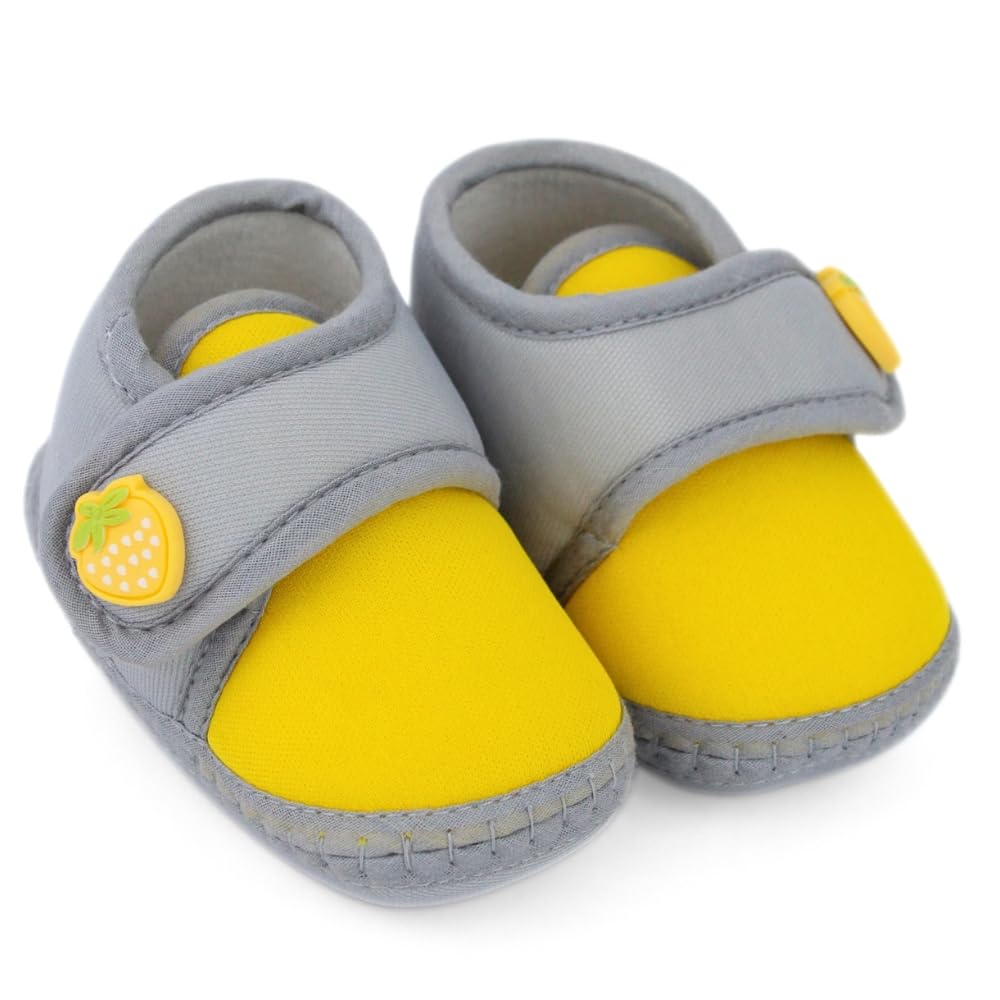 6 to 12 Month Baby Boys & Baby Girls Newborn Cotton Yellow,Grey Hook & Loop Baby Booties-BT5403-image-10